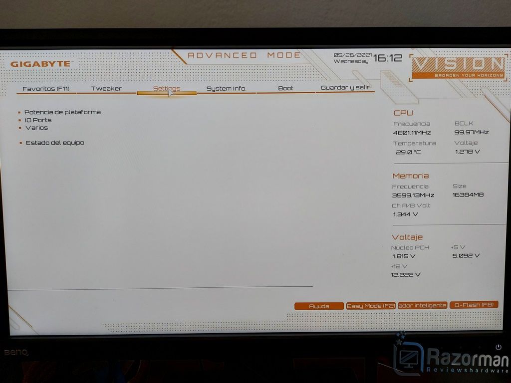 Review GIGABYTE Z590 Vision G 27