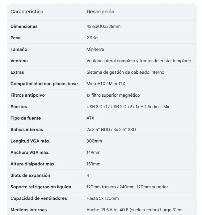 MARS GAMING MC SE caracteristicas tecnicas MARS GAMING MC SE caracteristicas tecnicas