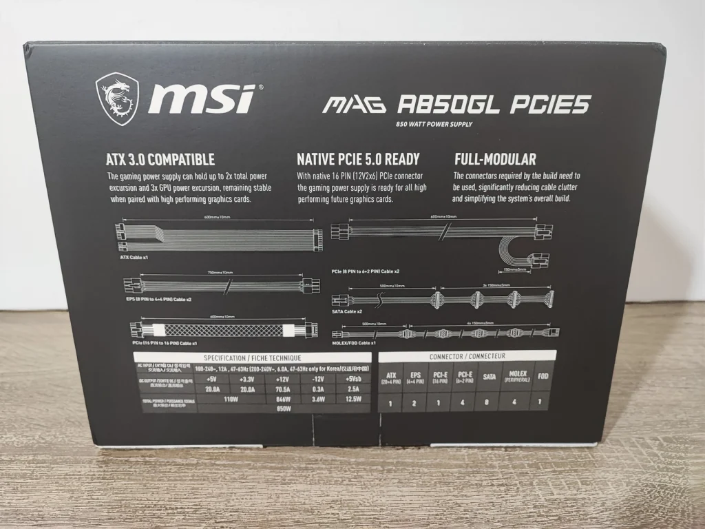 Review MSI MAG A850GL PCIE5 22