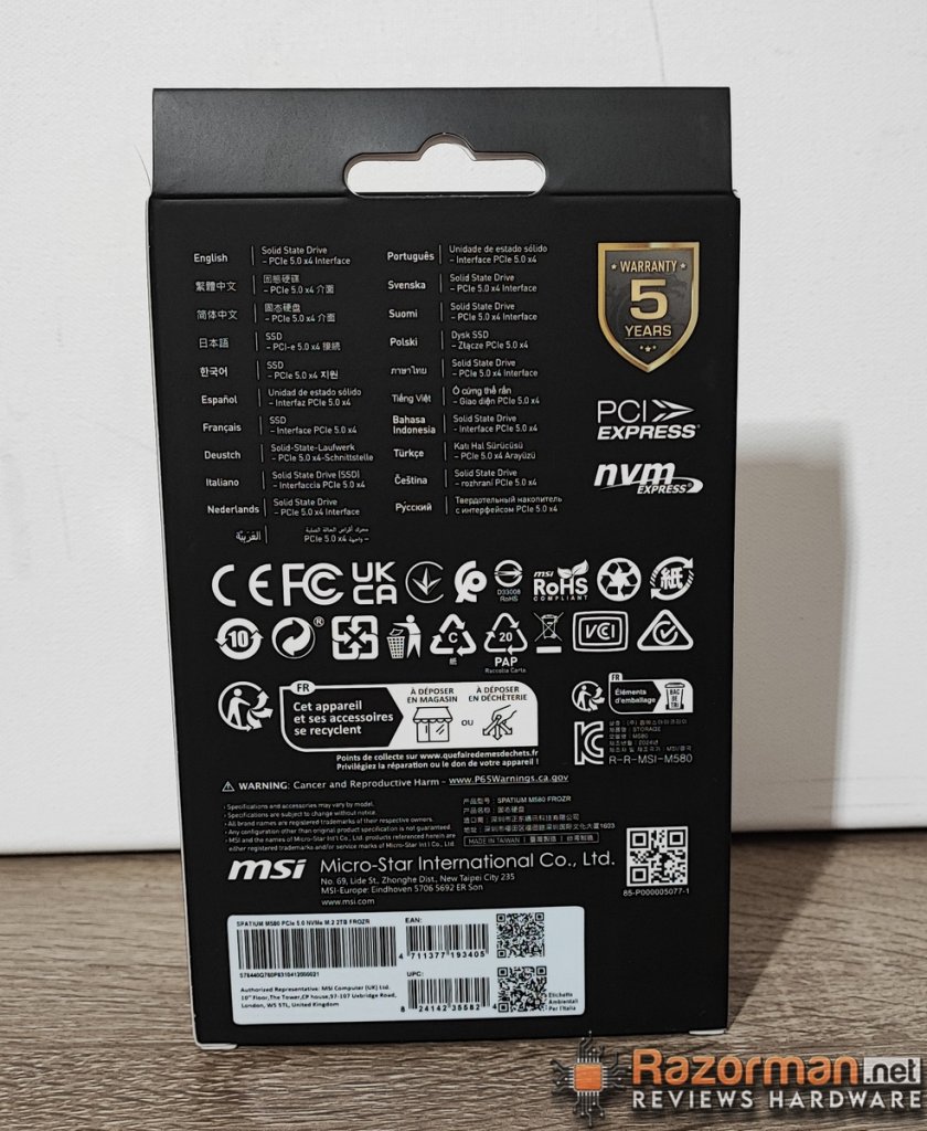 MSI SPATIUM M580 FROZR MSI SPATIUM M580 FROZR