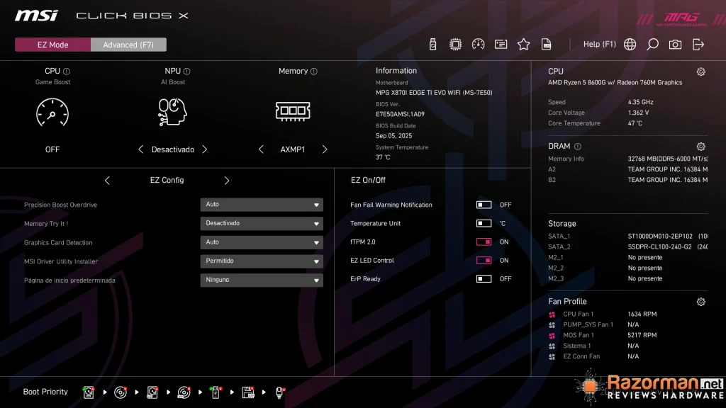 MSI MPG X870i EDGE TI EVO WIFI Review en Español 6 MSI MPG X870i EDGE TI EVO WIFI Review en Español 3