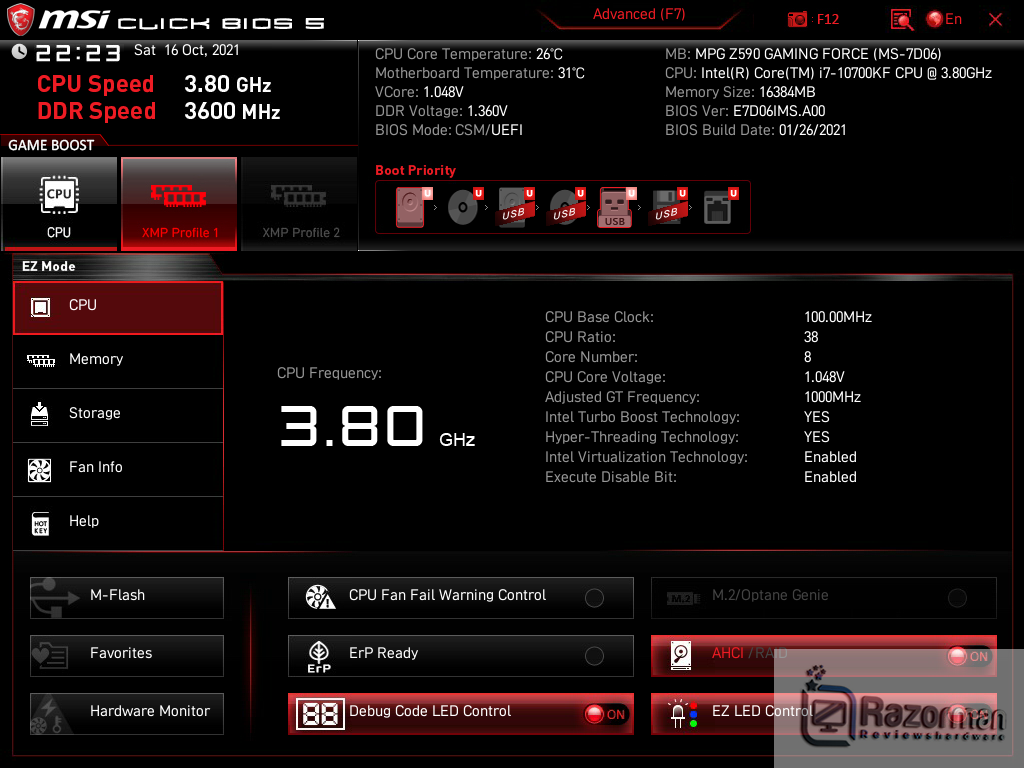 Review MSI MPG Z590 Gaming Force 27