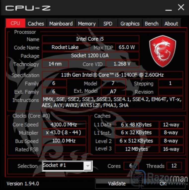 Review Intel Core i5 11400F 13