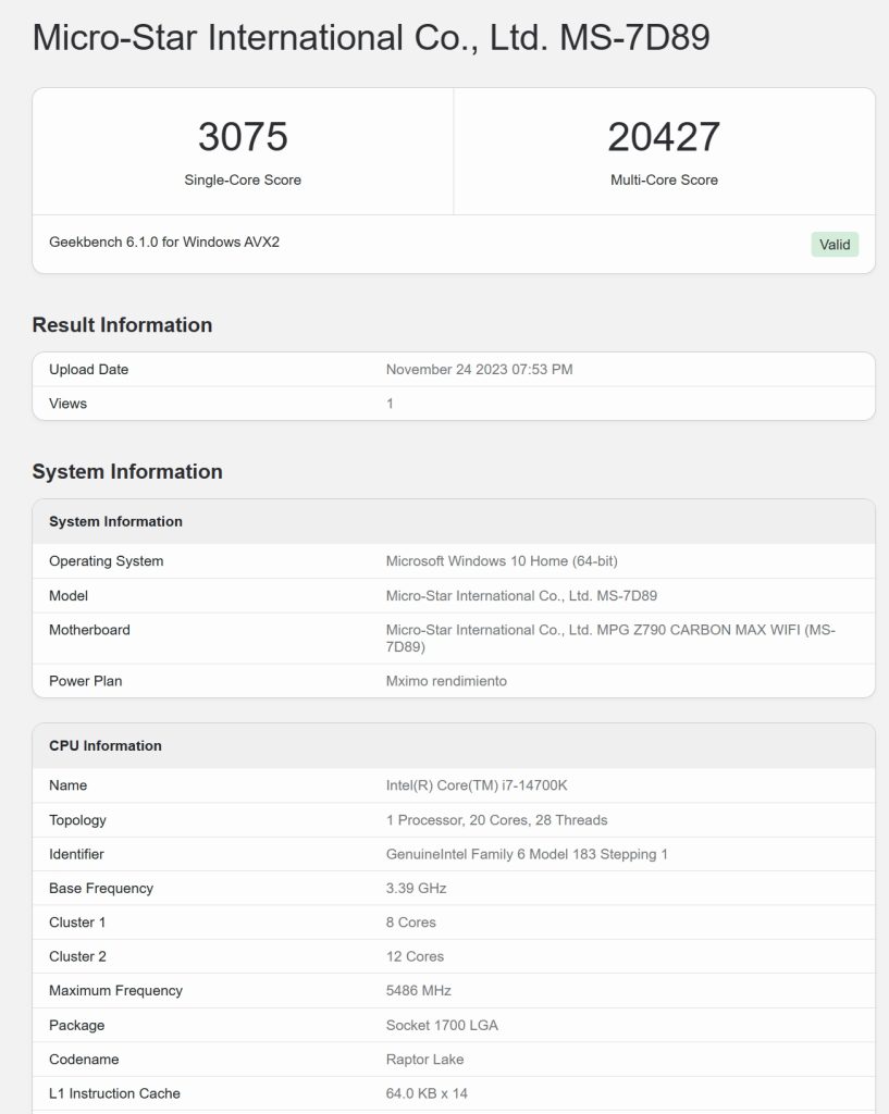 Review Intel i7 14700K 32 Review Intel i7 14700K 32