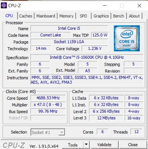 Review Intel Core i5-10600K 32