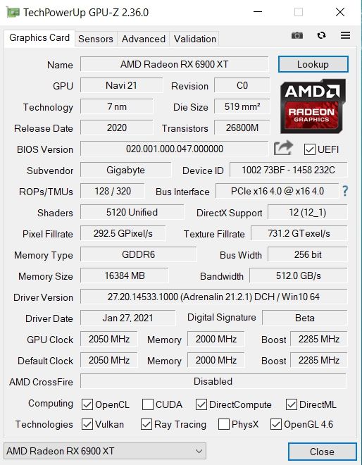 Review Gigabyte Radeon RX 6900 XT Gaming OC 16 GB 3