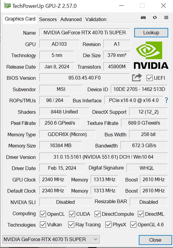Review MSI Geforce RTX 4070 TI Super VENTUS 3X 28