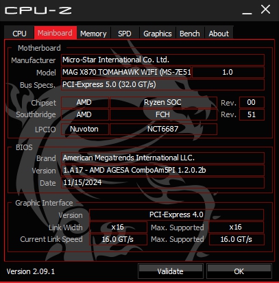 MSI MAG X870 TOMAHAWK WIFI MSI MAG X870 TOMAHAWK WIFI