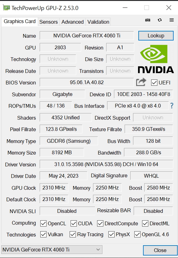Review Gigabyte Geforce RTX 4060 Ti Gaming OC 8G 32 Review Gigabyte Geforce RTX 4060 Ti Gaming OC 8G 32