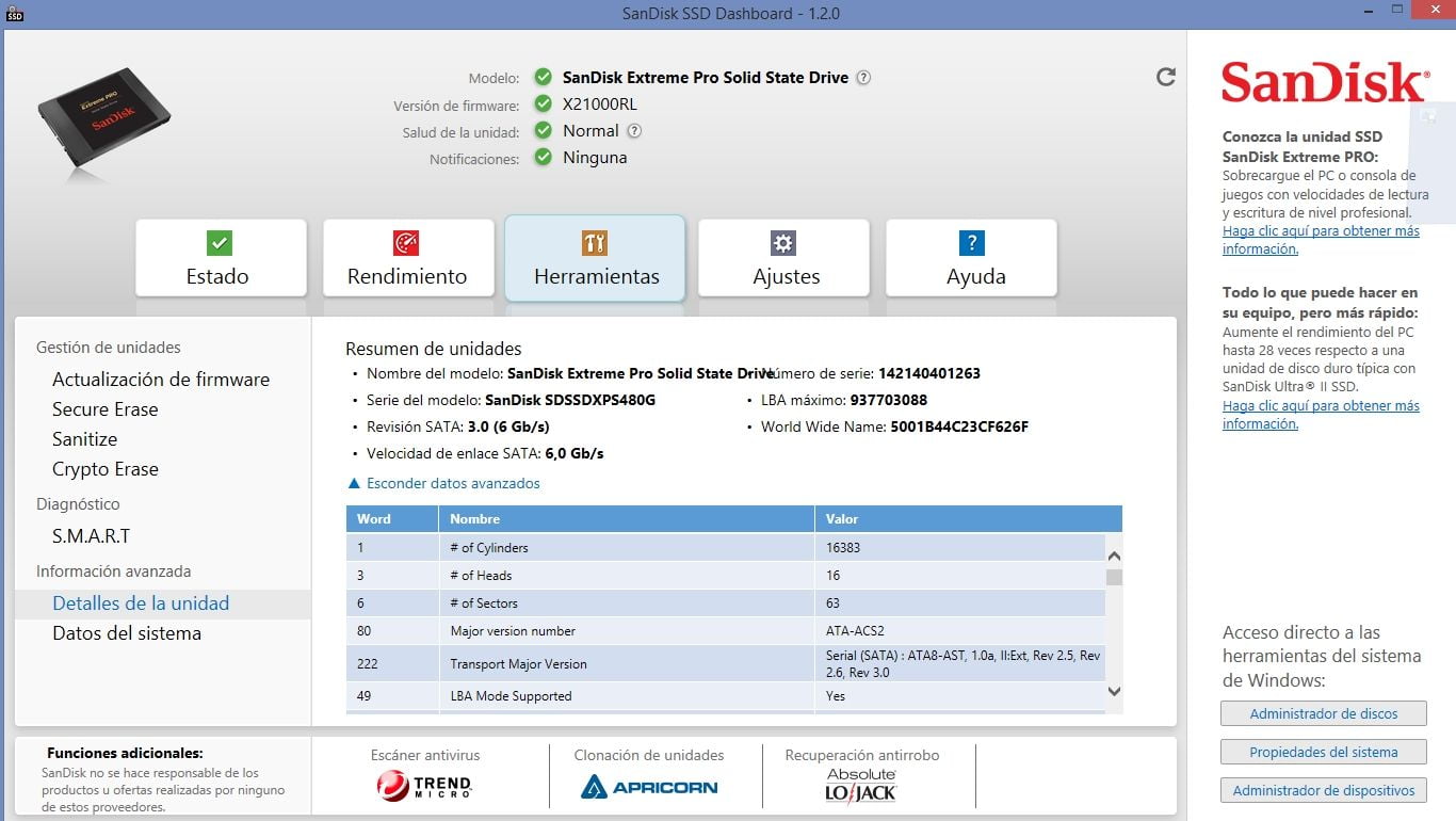 Review SSD Sandisk Extreme PRO 480 GB 11 screenshot.442