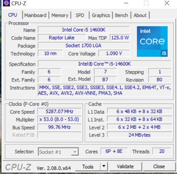 Review Intel Core i5 14600K 160