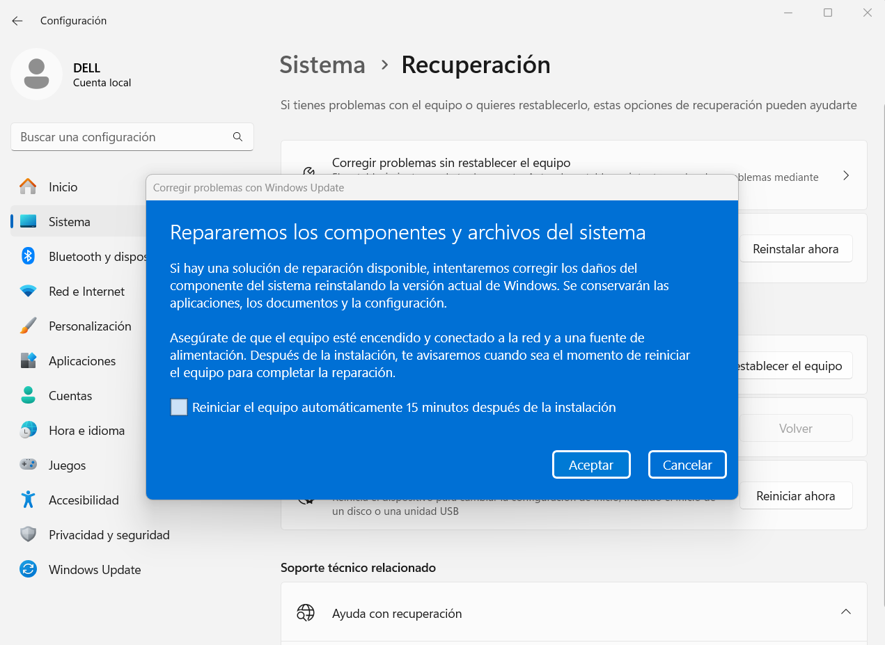 Reinstala Windows 11 sin perder datos a través de Windows Update 2 Reinstala Windows 11 sin perder datos a través de Windows Update 1