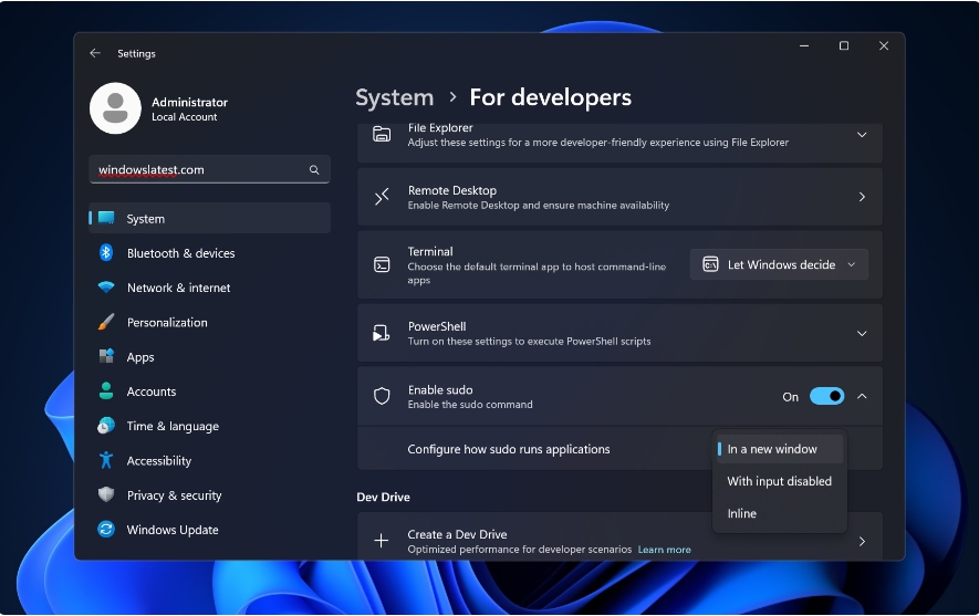 Windows 11: ¡Microsoft está probando la implementación de un comando "Sudo" nativo! 4 Windows 11: ¡Microsoft está probando la implementación de un comando "Sudo" nativo! 3