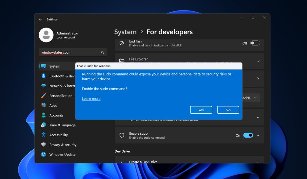 Windows 11: ¡Microsoft está probando la implementación de un comando "Sudo" nativo! 2 Windows 11: ¡Microsoft está probando la implementación de un comando "Sudo" nativo! 1