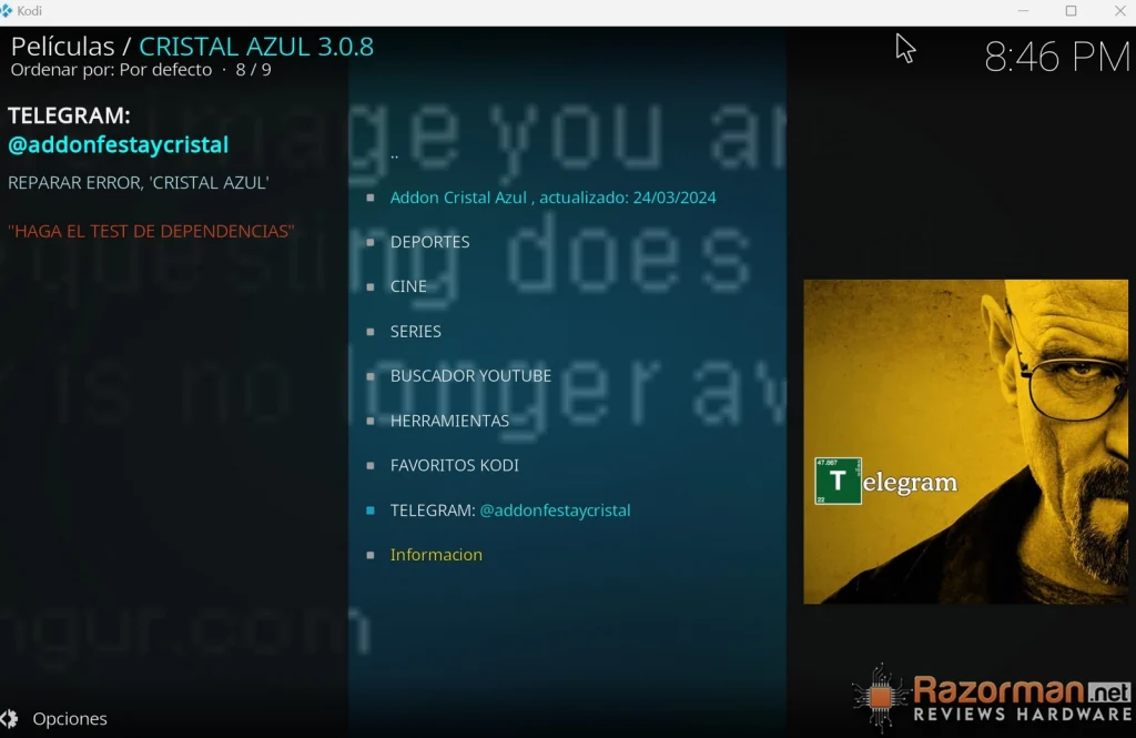 Intalación addon Cristal Azul 3.0.8 en 2024: Guia completa