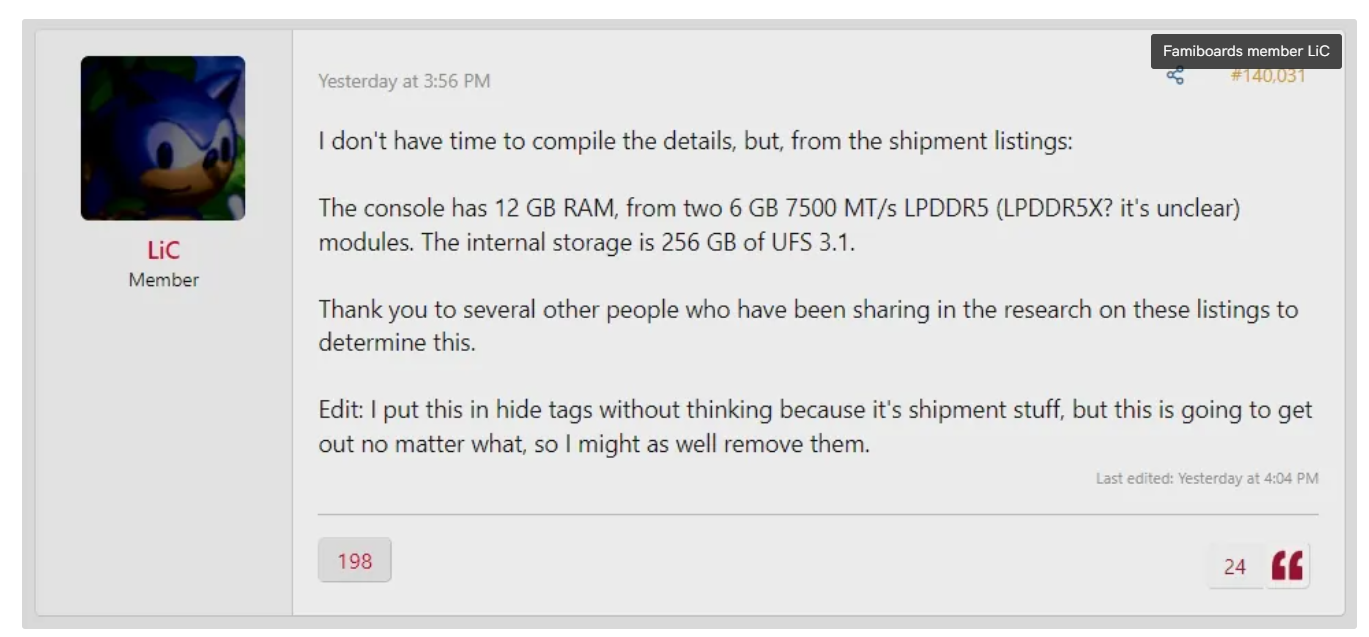 Nintendo Switch 2: 12 GB de RAM según nuevas filtraciones