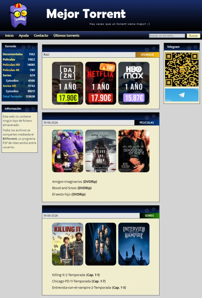 Mejortorrent, web torrents alternativa Mejor torrent, web torrents alternativa