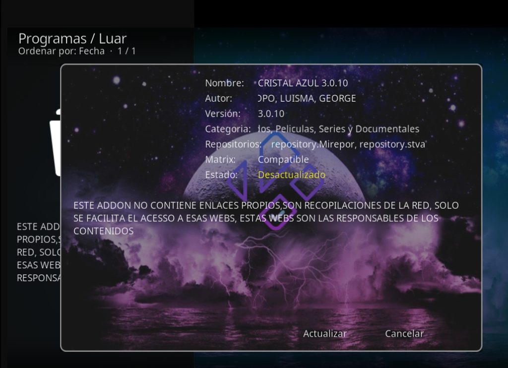 Actualizar a KODI 3.0.10 Actualizar a KODI 3.0.10