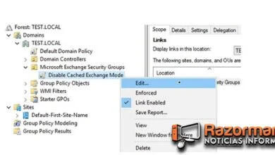 deshabilitar el modo de intercambio en caché de Outlook usando Políticas de Grupo