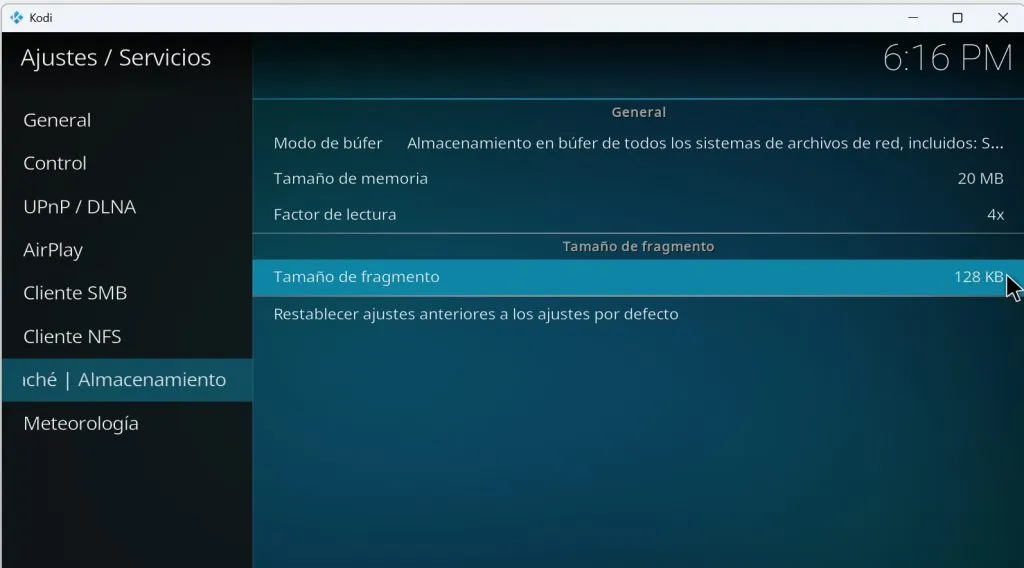 Configurar caché en KODI Configurar caché KODI