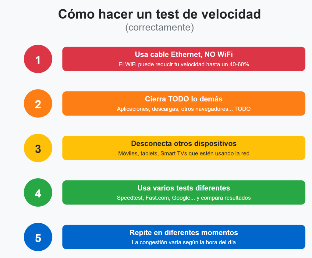 hacer test de velocidad correctamente