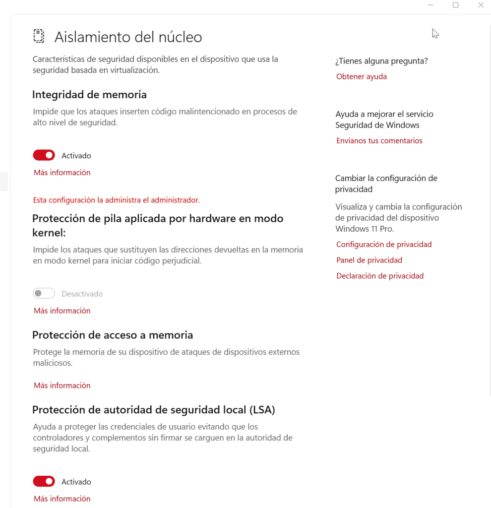 Desactivar Aislamiento Nucleo Desactivar Aislamiento Nucleo