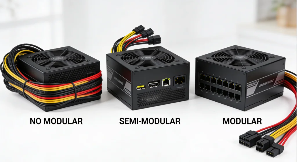 Fuente alimentación modular vs semi-modular vs no modular [Guía 2026] 1