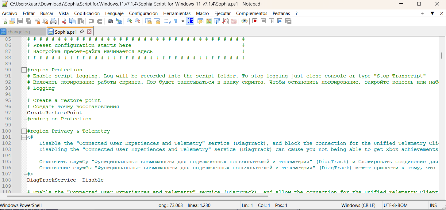 Sophia Script: el panel de control que Microsoft no te da