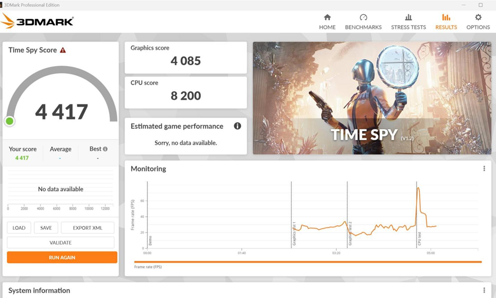 Puntuacion en 3DMark para el Chuwi Aubox X, suficiente para 1080p y nivel bajo 3DMARK Chuwi Aubox X